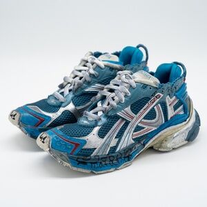 size 41eu 8 US Balenciaga Runner Blue Silver Sneakers White Red